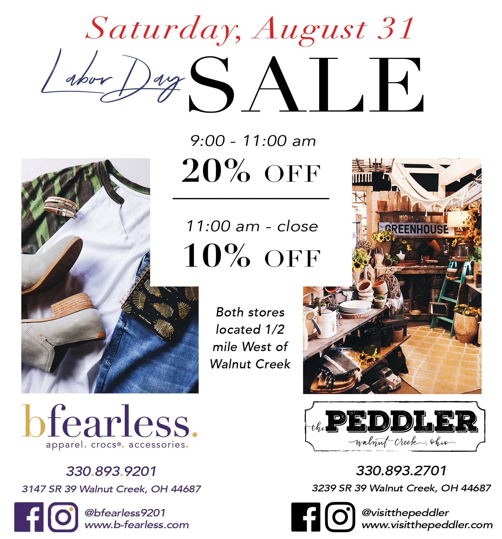 bfearless peddler labor day sale