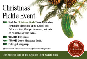 Christmas Pickle Sale at Carlisle Gifts