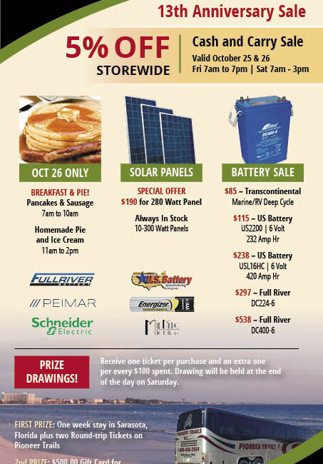Trail Battery and Solar Anniversary Sale 2019