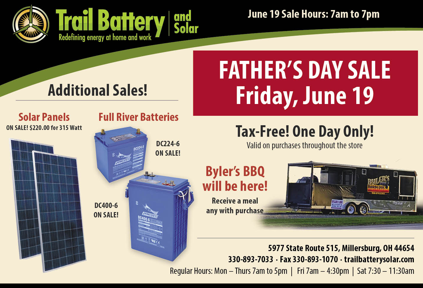 Father's Day Sale at Trail Battery and Solar
